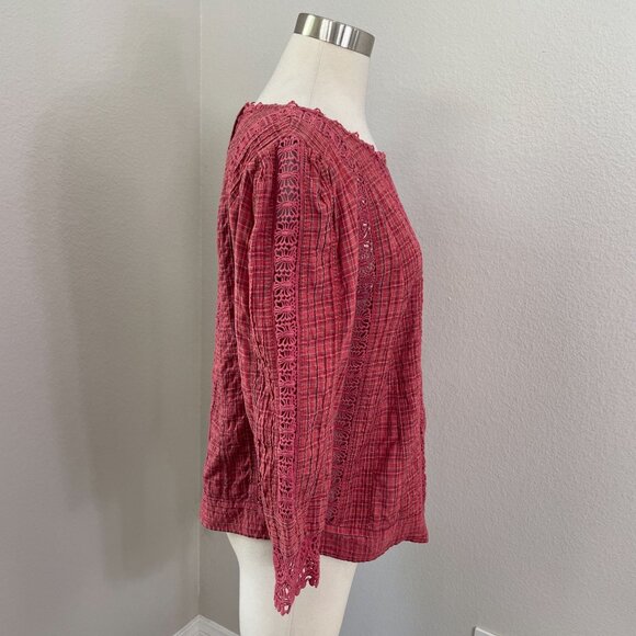 Sundance Womens Medium Cotton Crochet Accent Tunic Top Boho Cottagecore Shirt - Picture 3 of 11